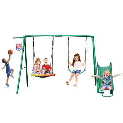 600lb Heavy Duty Swing Set with 1 Platform Swing, 2 Belt Swings,A