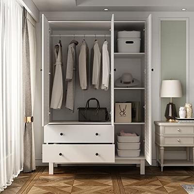 Wardrobe Closet with 2 Drawers, Armoire Wardrobe Closet, Storage