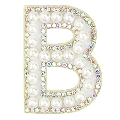 Pearl Rhinestone Letter Patches, Iron Rhinestone Letters