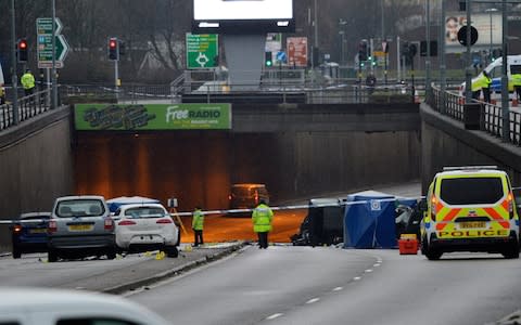 The scene on Lee Bank Middleway in Birmingham - Credit: SWNS.com