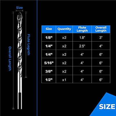 BLACK + DECKER Glass and Tile Drill Bit Set - 4 Piece, 5/16 1/4 3