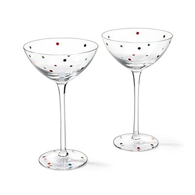 The Wine Savant Hand Blown Colorful Margarita & Martini Glass (Set of