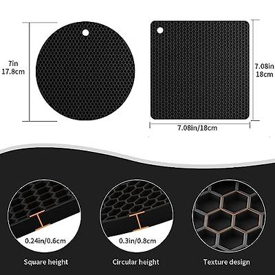 Silicone Pot Holder, Counter Mat Heat Resistant Placemats, Trivet Mat, Jar Opene - Black