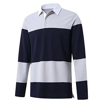 Men's Long Sleeve Polo Shirt Casual Collared Striped Pique Polo Shirts Soft  Cotton Dry Fit Golf Polo Shirts for Men Navy Grey - Yahoo Shopping