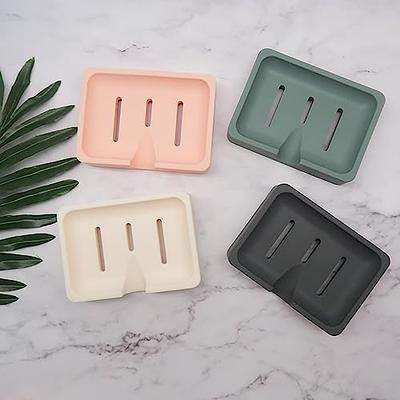 3 Pack Silicone Soap Dish with Drain, Bar Soap Holder for Shower/Bathroom,  Self Draining Waterfall Soap Tray/Saver for Kitchen, Keep Soap Dry, Easy to