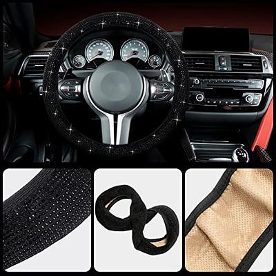 22 Pcs Bling Car Accessories Set for Women, Crystal Rhinestones Steering  Wheel Cover License Plate Frame Car Phone Holder, Crystal Diamond Car