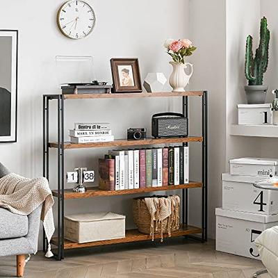 HSH 6 Tier Tall Bookshelf, Wood and Metal Vertical Display Book Shelf,  Industrial 6 Shelf Bookcases