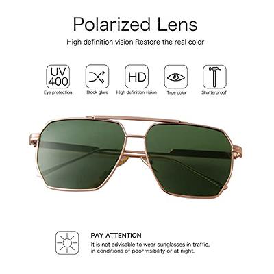 Polarized Aviator Sunglass Men Women Rectangle Square Fishing Anti Glare  Metal