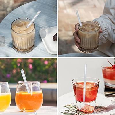 2pcs Clear Glass Straws Coffee Drink Straws With Cleaning Brush