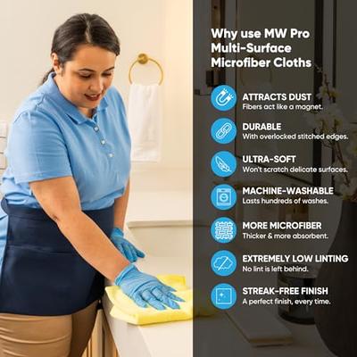 MW Pro Microfiber Cleaning Cloths (12 Pack) | Size 16 x 16| All Purpose  Microfiber Towels - Clean, Dust, Polish, Scrub, Absorbent (Gray)