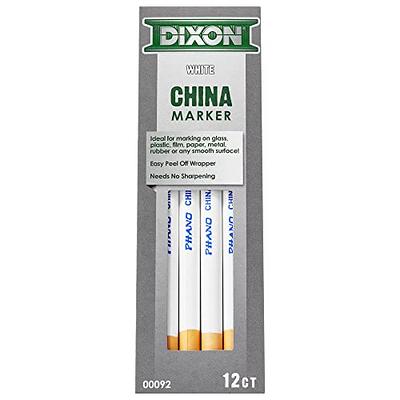 Dixon Phano China Marker Black 77 00077, Peel Off Grease Pencil, Box of 12