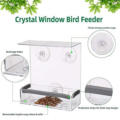 SUQ I OME Outside Wild Clear Window Mounted Bird Feeders with Strong  Suction Cups, Acrylic Clear, Window Bird House Feeder for Cardinals, Blue  Jays