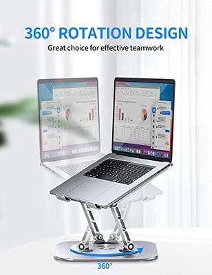 Swivel Laptop Stand for Desk, Adjustable Height Aluminum Computer Stand  with 360 Rotating Base, Foldable Ergonomic Riser, Portable Laptop Holder