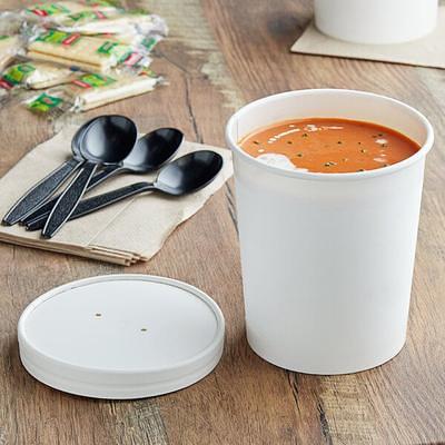 Choice 64 oz. White Paper Soup / Hot Food Cup Vented Lid - 25/Pack