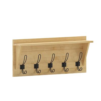 Seafuloy Espresso Entryway Wall Mounted Coat Rack with 4 Dual Hooks Living  Room Wooden Storage Shelf YM-39294-H - The Home Depot