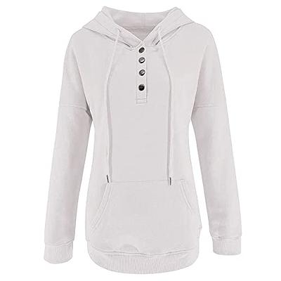  gbyLJF Womens Hooded Tops Solid Color Drawstring Long Sleeve  Hoodies with Pockets Casual Pullover Fall Fashion 2023 Clothes : Sports &  Outdoors
