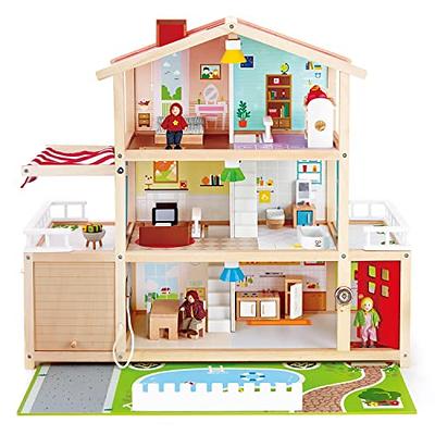 Tiny Land Wooden Dollhouse for Girls - 6 Rooms Wooden Doll House, DIY  Pretend Dream House with 30Pcs Furniture Accessories, Gift for Girl Ages 3+