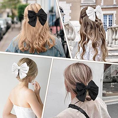 Black Hair Bow - 5PCS Hair Bows for Women Black Hair Clips Oversized Ribbon  Bowknot Hairclip Soft