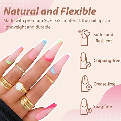 YEVYO Press on Nail Tips and Glue Gel X Nail Kit,2 In 1 Nail Gel with 500  PCS Clear Coffin Nails Tips, Portable UV Nail Lamp, Clear Full Cover Easy  DIY Nail