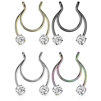 Pierced Owl 18GA Stainless Steel Prong Set CZ Crystal Horseshoe