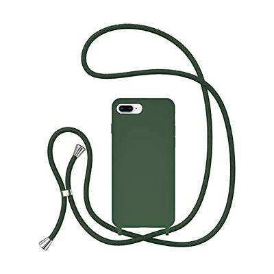 Clear Case for iPhone 14 Plus with Adjustable Neck Lanyard Strap,Soft Slim  TPU Shockproof Protective Cover for iPhone 14 Plus 6.7 inch-Dark Green 