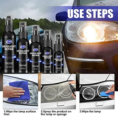 Car Headlight Cleaner and Restorer Spray Kit, Car Headlights Restoration  Kit, Headlight Clear Coating Scratch Eraser Spray, Head Light Lens  Restoring