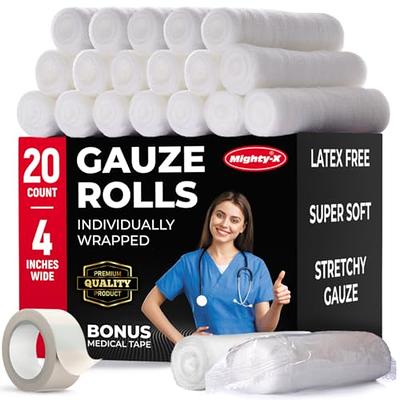 Premium Gauze Bandage Roll - 24 Pack - Gauze Roll (4 Inches x 4.1 Yards) - Gauze Wrap + Bonus Medical Tape