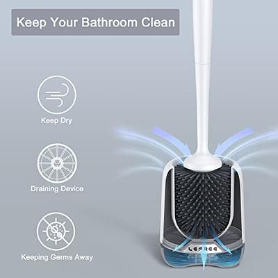 SetSail Silicone Toilet Brush and Holder, Automatic Toilet Bowl Brushes for  Bathroom Ventilated Toilet Cleaner Brush for Toilet Scrubber Cleaning