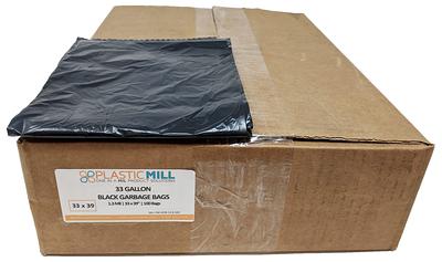 PlasticMill 20-30 Gallon Garbage Bags, High Density: Black, 8 Micron, 30x37, 500 Bags.