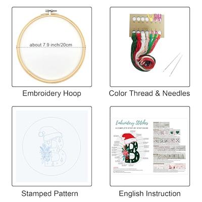 GLTAYLMY 3 Sets Christmas Embroidery Kit for Beginners DIY Adult Beginner  Embroidery Kits with Christmas Pattern 1 Embroidery Hoops Needles Threads