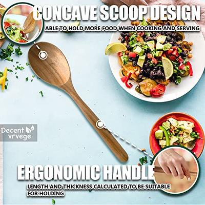 Kitchen Utensils Set with Holder and Spoon Rest - Includes Wooden Spoons  for Cooking Safely: Sauce Spoon, Spatula, Soup Ladle, Salad Spoon and Fork  