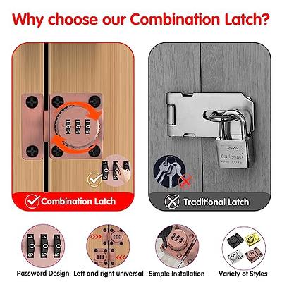 Cabinet Locks with Combination, Tcyoatoa Cabinet Latch, Metal Closet Locks,  Exposed Installation for Small One-Way Door or Drawer with Matching