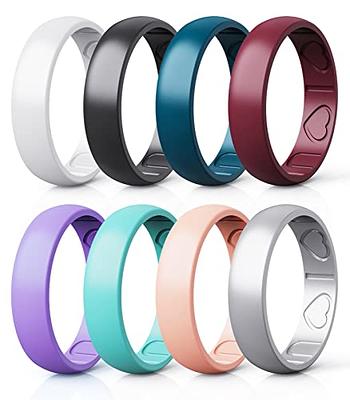 women's silicone wedding ring -5 Rings Pack -Mix Collection Rinfit Designed  Silicone Rubber Ring. Thin 2.5 / 5.5 mm wide - Thin rubber Wedding Bands