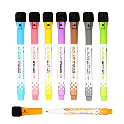 DAPAWIN 12 Fine Tip Dry Erase Markers - Whiteboard Markers Magnetic Dry Erase Markers with Eraser, Low Odor White Board Markers Dry E