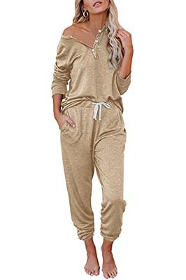 AUTOMET Lounge Sets for Women Two Piece Outfits Fall Fashion 2024 Pajamas  Sets Loungewear Long Sleeve Soft Tops Tracksuit Sweatsuits with Jogger  Sweatpants Light Khaki - Yahoo Shopping