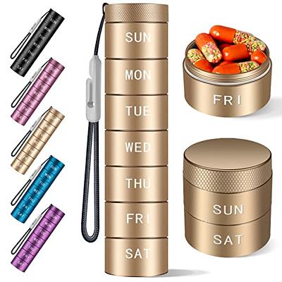 Pill Box Metal Medicine Dispenser Case Weekly Tablet Organizer