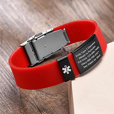 Sport silicone medical id bracelets for men & women with diabetes/bloo –  LinnaLove