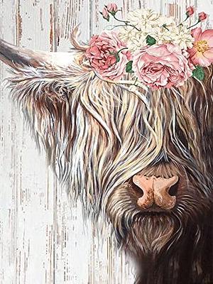 5D Diamond Painting Highland Cow in the Wild Flowers Kit - Bonanza