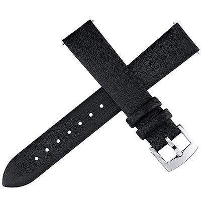 20mm Black/Black Barton Quick Release Top Grain Leather Watch Band Strap