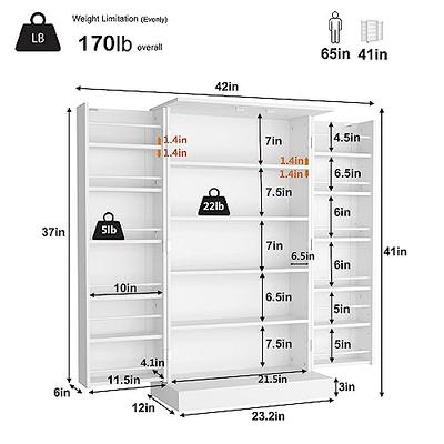 Yusong Kitchen Pantry Storage Cabinet Cupboard with Doors and 6 Adjustable  Shelves for Small Space, Farmhouse Pantries Organization Cabinets for  Dining Room, Living Room, Gray 