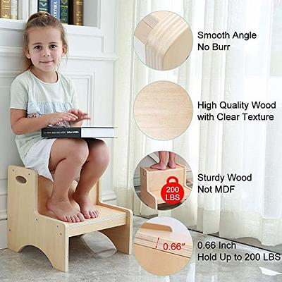 HAJACK Step Stool for Kids, Wood Two Step Children's Stool with Bonus  Safety Non-Slip Mats and Handles, Bathroom Potty Stool& Kitchen Step Stool  for Home Use (Natural) - Yahoo Shopping