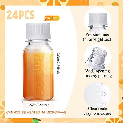 24 Pcs Glass Juice Shot Bottles 4 oz Small Glass Bottles with Caps Wide  Mouth Ginger Shot Bottles Clear Glass Mini Shot Jars Beverage Containers  for