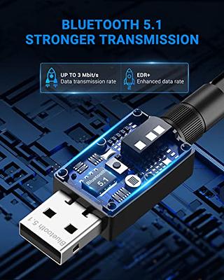 Long Range USB Bluetooth 5.1 Adapter for PC USB Bluetooth Adapter Wireless  Audio Dongle 328FT / 100M 5.1 Bluetooth Transmitter Receiver for Desktop