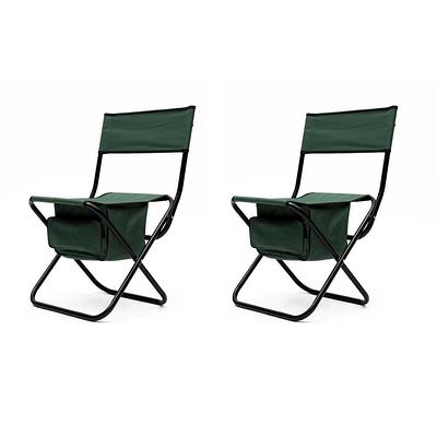 2-piece Picnics and Fishing Folding Chair with Storage Bag, Portable Outdoor Chair - Grey+Black