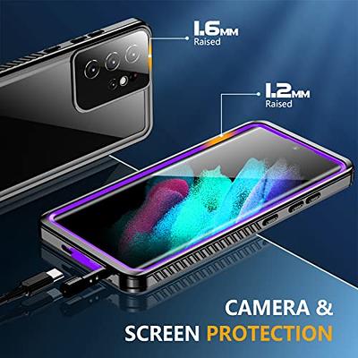Temdan [Heavy Shockproof for Samsung Galaxy S22 Ultra Case,with 2 Pack  [Soft Screen Protector + Camera Lens Protector] [12 FT Military Grade Drop