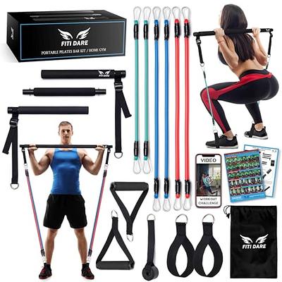 Viajero Pilates Bar Kit for Portable Home Gym Workout - 2 Latex Exercise  Resistance Band - 3-Section Sticks - All-in-one Strength Weights Equipment  for Body Fit…