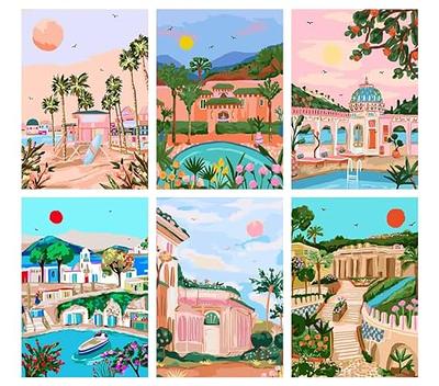 6 Pack Paint by Number for Adults Canvas,Paint by Numbers for Adults  Beginner,Flower Adult Paint by Nmber Kits DIY Colorful Landscape Acrylic  Countryside Oil Arts-Painting for Home Wall Decor 12X16 In 