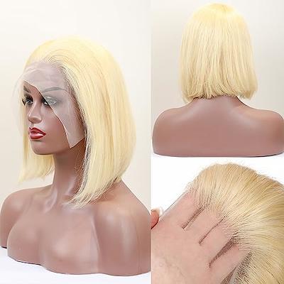 HELLOSH 12 Inch 613 Bob Blonde Lace Front Wigs Human Hair 13x4