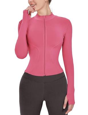 Gacaky Women's Slim Fit Lightweight Athletic Full Zip Stretchy Workout  Running Track Jacket with Thumb Holes Rose Red S - Yahoo Shopping