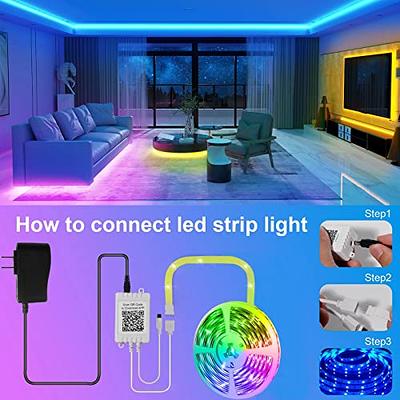 Tenmiro 65.6ft Led Strip Lights, Ultra Long RGB Color Changing LED Light  Strips Kit with 44 Keys Ir Remote Led Lights for Bedroom, Kitchen, Home